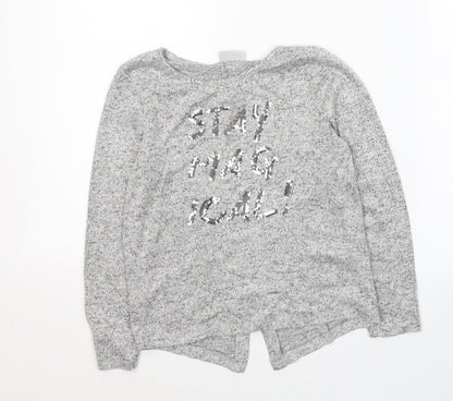 Ilovegirlswear Girls Grey Round Neck  Polyester Pullover Jumper Size 9 Years  Pullover - Stay Magical