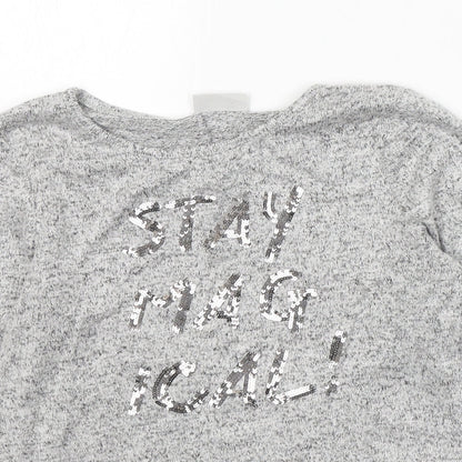 Ilovegirlswear Girls Grey Round Neck  Polyester Pullover Jumper Size 9 Years  Pullover - Stay Magical