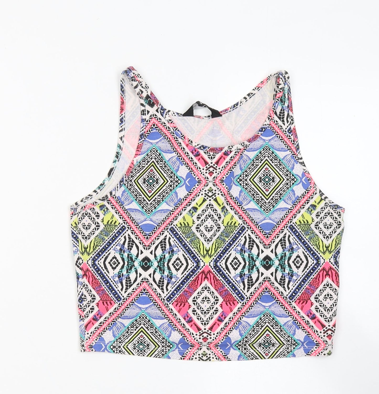 Womens UK Size 10 New Look Multicoloured Cropped Tank