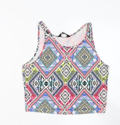 Womens UK Size 10 New Look Multicoloured Cropped Tank