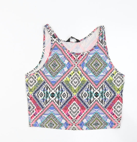 Womens UK Size 10 New Look Multicoloured Cropped Tank