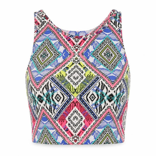 Womens UK Size 10 New Look Multicoloured Cropped Tank