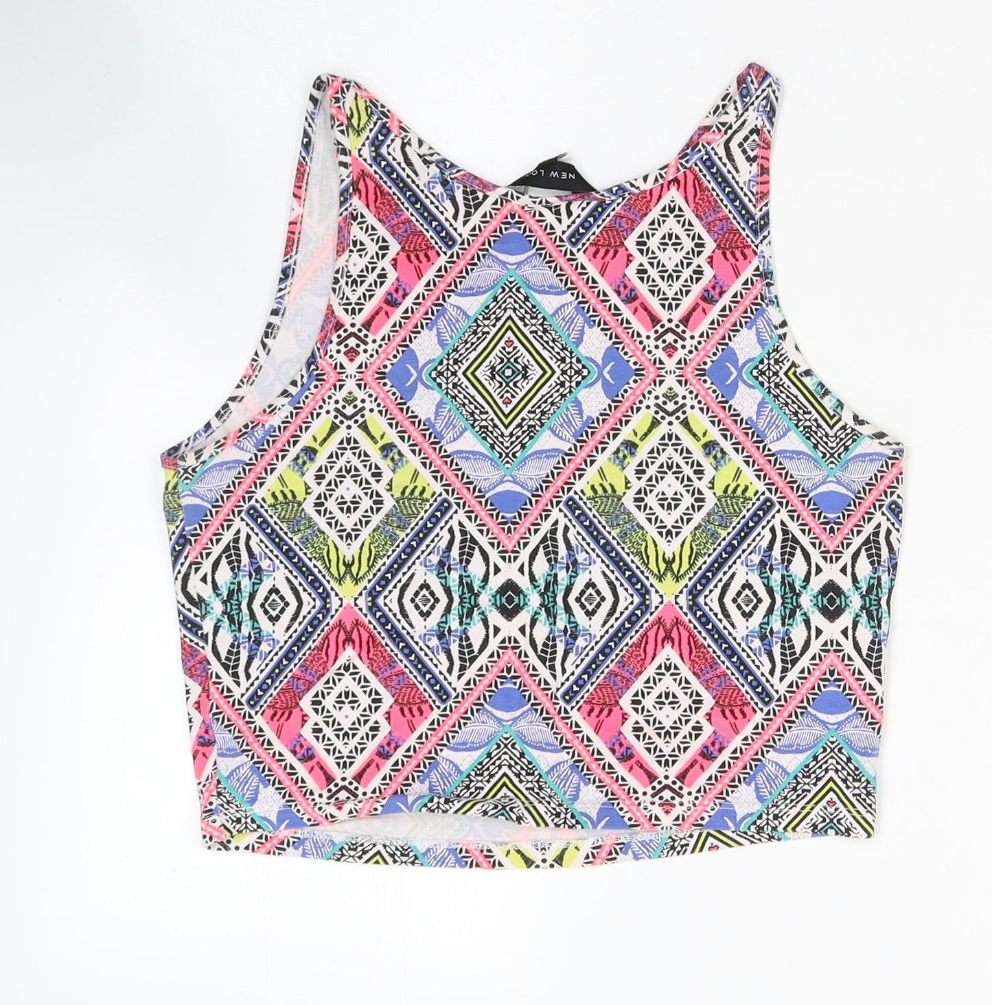 Womens UK Size 10 New Look Multicoloured Cropped Tank