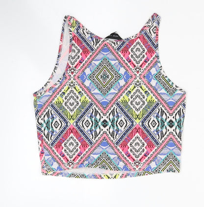 Womens UK Size 10 New Look Multicoloured Cropped Tank