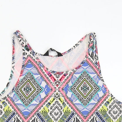 Womens UK Size 10 New Look Multicoloured Cropped Tank
