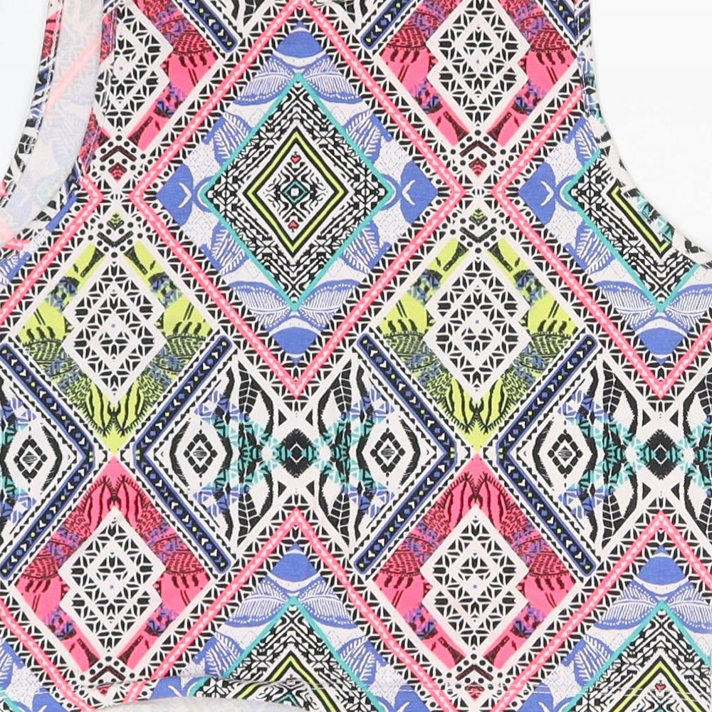 Womens UK Size 10 New Look Multicoloured Cropped Tank