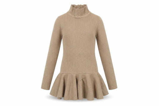 Yoyo S Girls Beige  Cotton Jumper Dress  Size 12 Months  High Neck