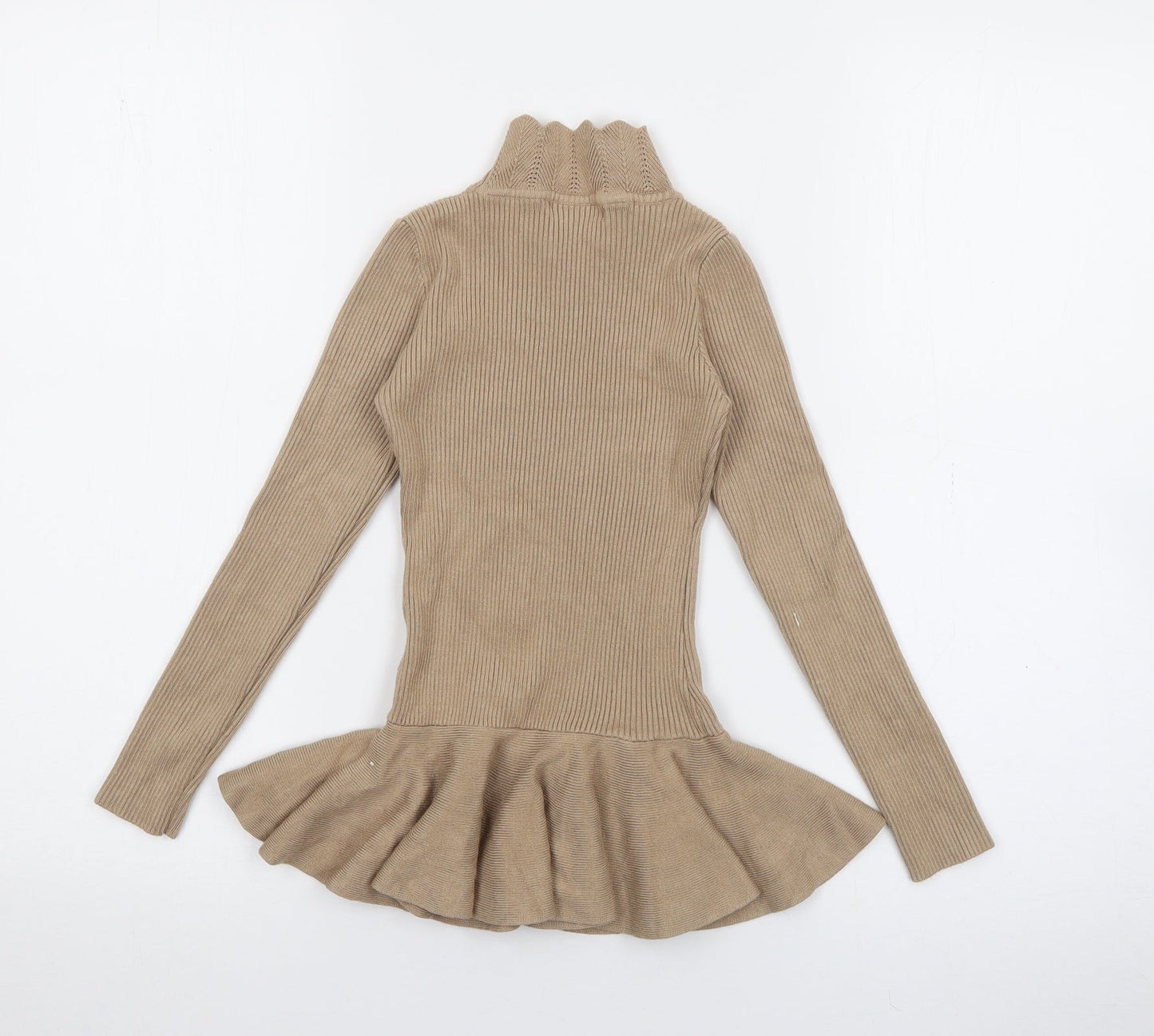 Yoyo S Girls Beige  Cotton Jumper Dress  Size 12 Months  High Neck