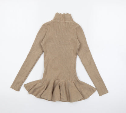 Yoyo S Girls Beige  Cotton Jumper Dress  Size 12 Months  High Neck