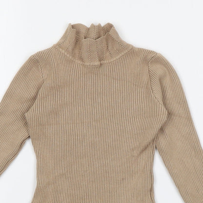 Yoyo S Girls Beige  Cotton Jumper Dress  Size 12 Months  High Neck