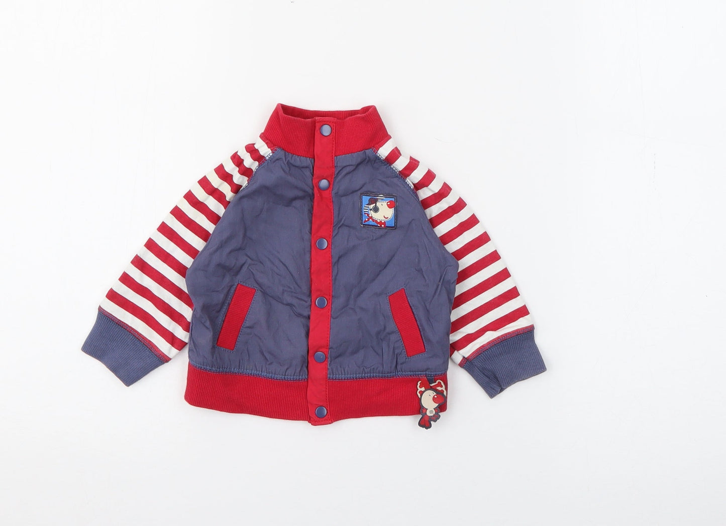 Zip Zap Baby Red Striped  Jacket  Size 3-6 Months   Snap