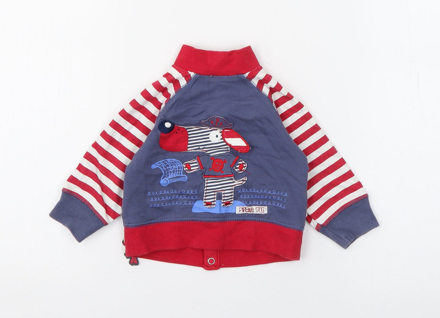 Zip Zap Baby Red Striped  Jacket  Size 3-6 Months   Snap