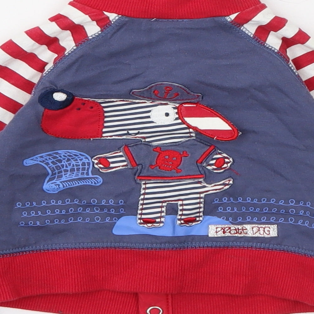 Zip Zap Baby Red Striped  Jacket  Size 3-6 Months   Snap