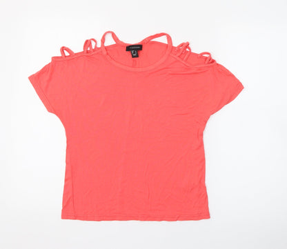 Primark Womens Pink  Viscose Basic T-Shirt Size 8 Off the Shoulder