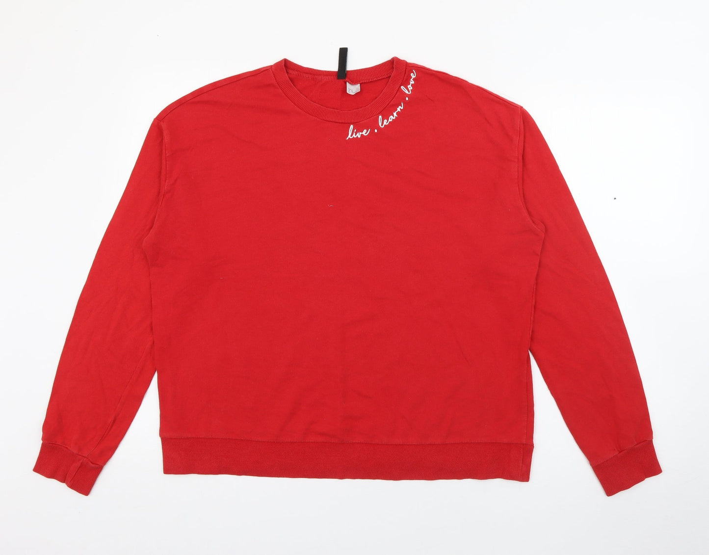 H&M Womens Red  Cotton Pullover Sweatshirt Size M