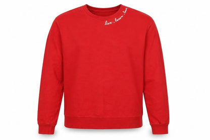 Front view of H&M women’s red cotton pullover sweatshirt, size M