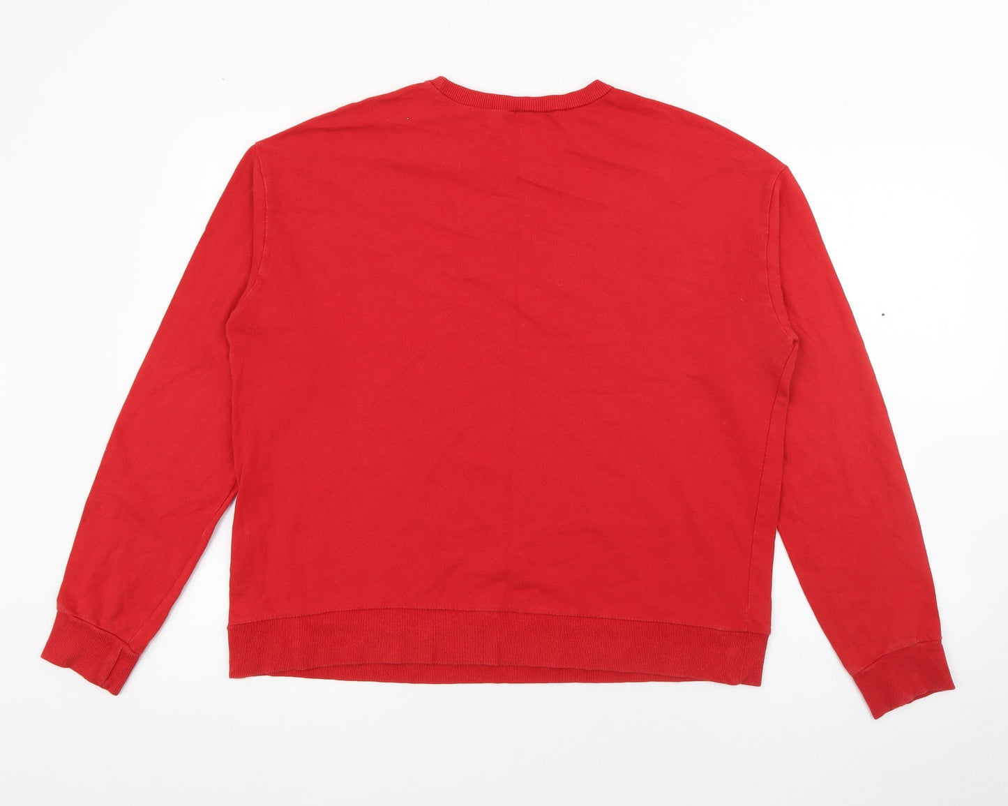 H&M Womens Red  Cotton Pullover Sweatshirt Size M