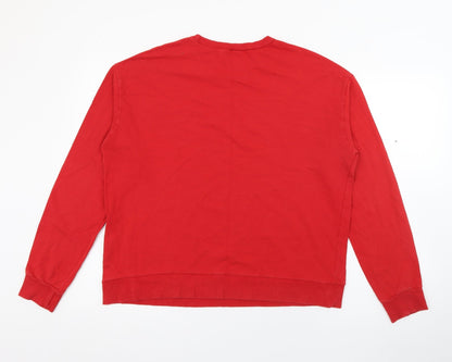H&M Womens Red  Cotton Pullover Sweatshirt Size M