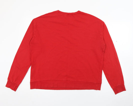 H&M Womens Red  Cotton Pullover Sweatshirt Size M