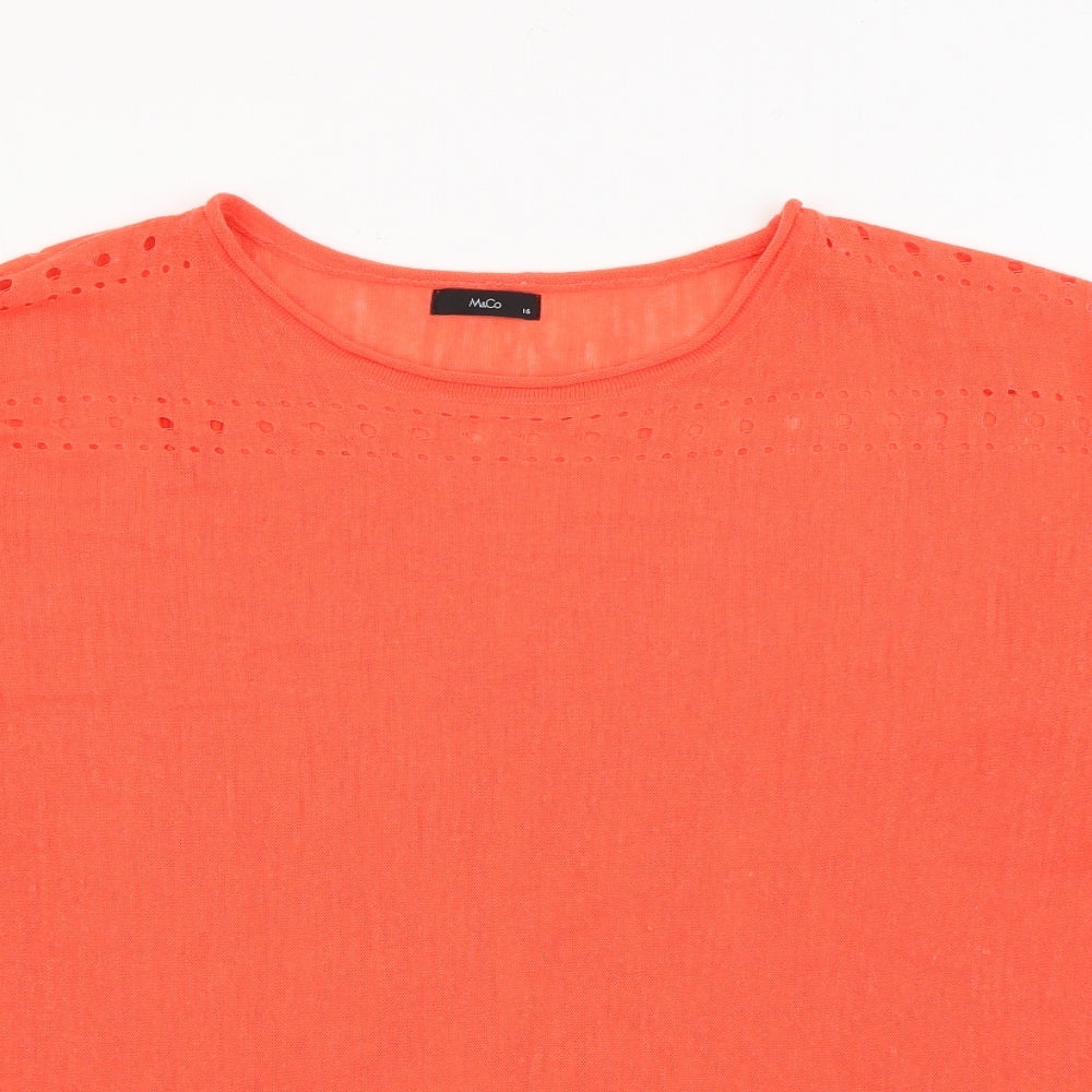 Womens UK Size 16 M&Co Orange Pullover Jumper