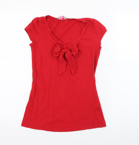 Womens UK Size 4 Dorothy Perkins Red Basic T-Shirt