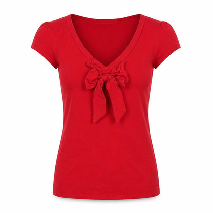 Womens UK Size 4 Dorothy Perkins Red Basic T-Shirt