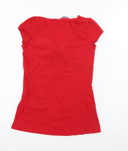 Womens UK Size 4 Dorothy Perkins Red Basic T-Shirt