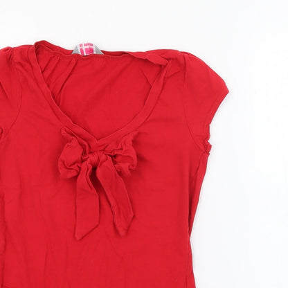 Womens UK Size 4 Dorothy Perkins Red Basic T-Shirt