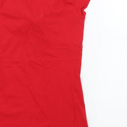 Womens UK Size 4 Dorothy Perkins Red Basic T-Shirt