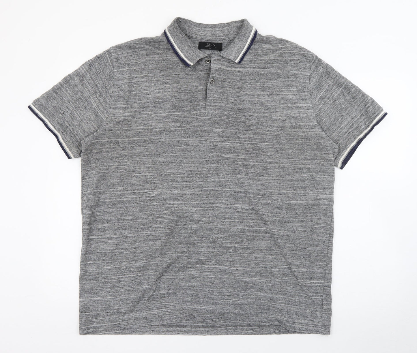 AWC85 Mens Grey  Polyester  Polo Size XL Collared Button