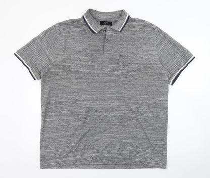 AWC85 Mens Grey  Polyester  Polo Size XL Collared Button