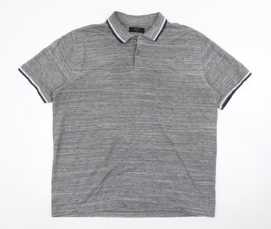 AWC85 Mens Grey  Polyester  Polo Size XL Collared Button