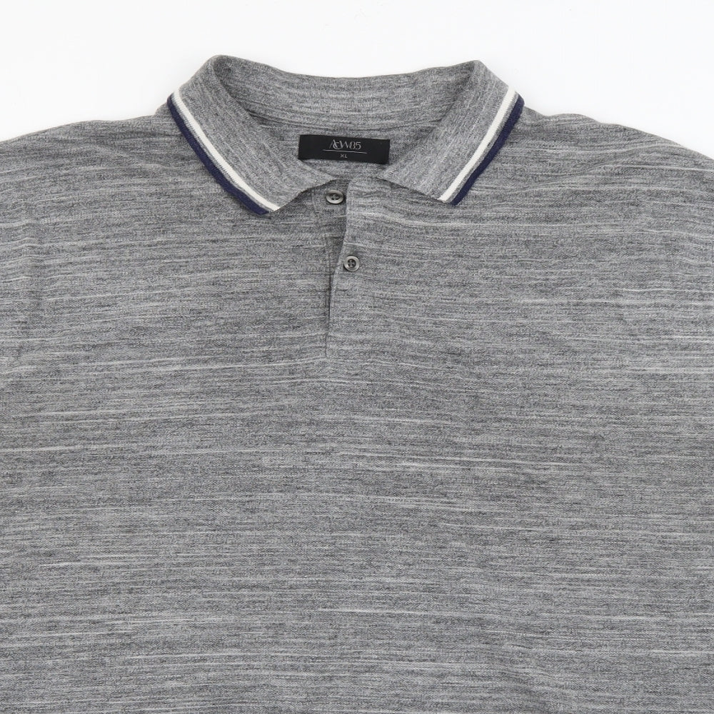 AWC85 Mens Grey  Polyester  Polo Size XL Collared Button