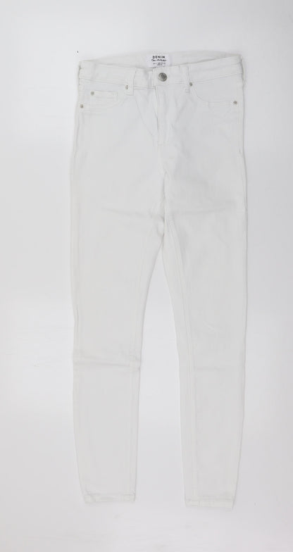 Miss Selfridge Womens White  Cotton Skinny Jeans Size 10 L27 in Regular