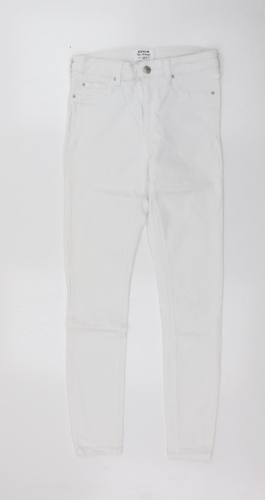Miss Selfridge Womens White  Cotton Skinny Jeans Size 10 L27 in Regular