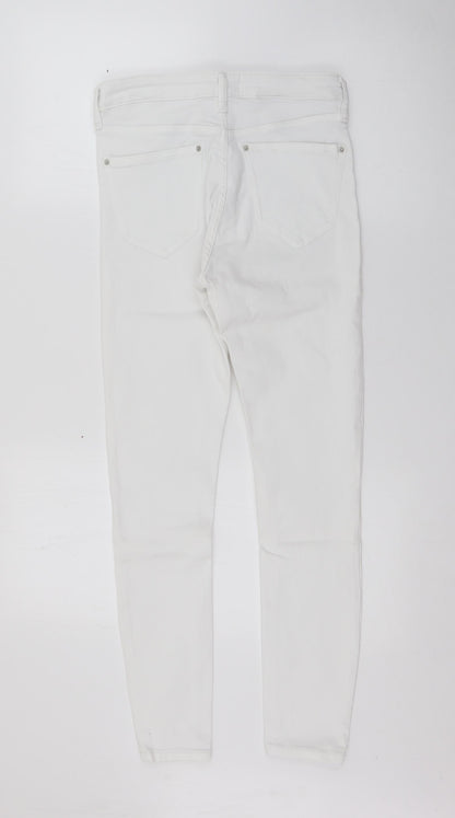 Miss Selfridge Womens White  Cotton Skinny Jeans Size 10 L27 in Regular