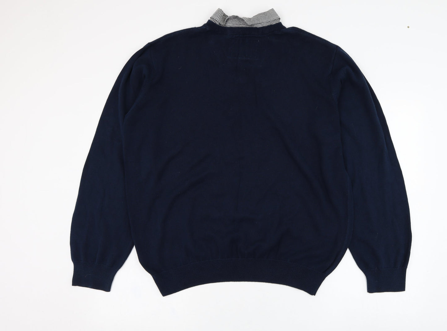 Sand Stone Mens Blue Collared  Cotton Pullover Jumper Size L