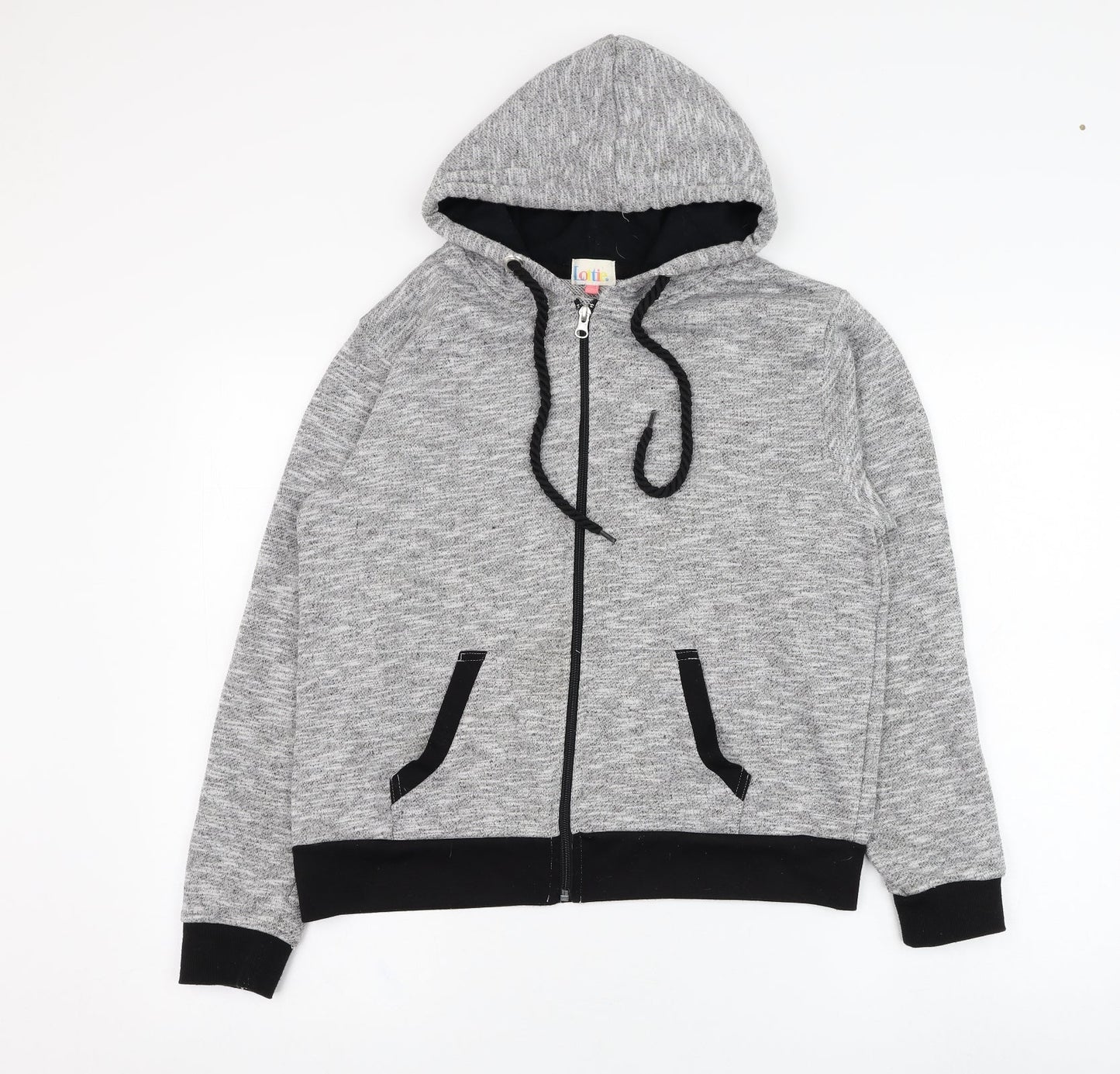 Lottie Girls Grey  Polyester Full Zip Hoodie Size L  Zip