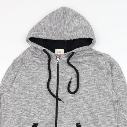 Lottie Girls Grey  Polyester Full Zip Hoodie Size L  Zip