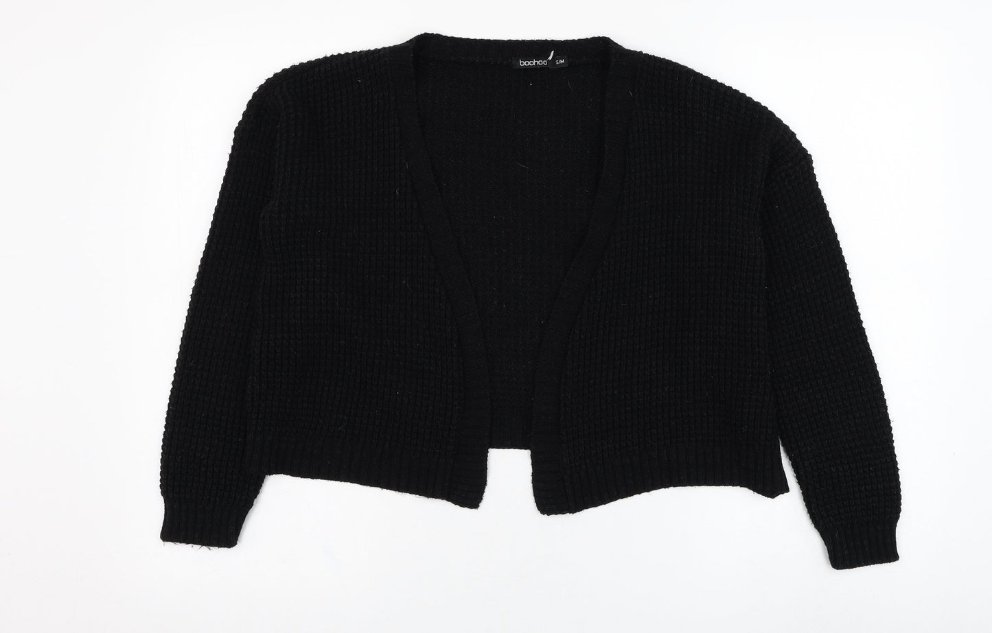 Boohoo Womens Black Square Neck  Acrylic Cardigan Jumper Size S