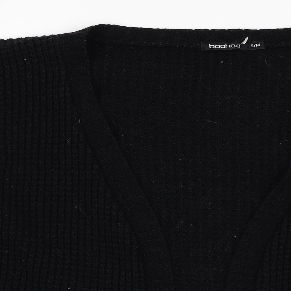 Boohoo Womens Black Square Neck  Acrylic Cardigan Jumper Size S