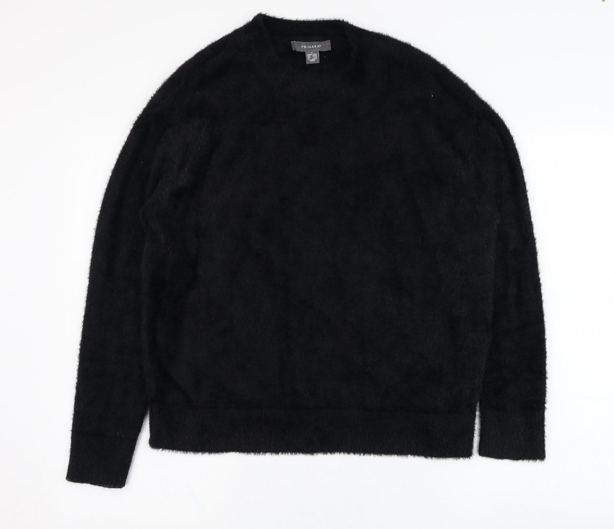 Front view of Primark women’s black nylon pullover sweatshirt, size UK 10, pullover