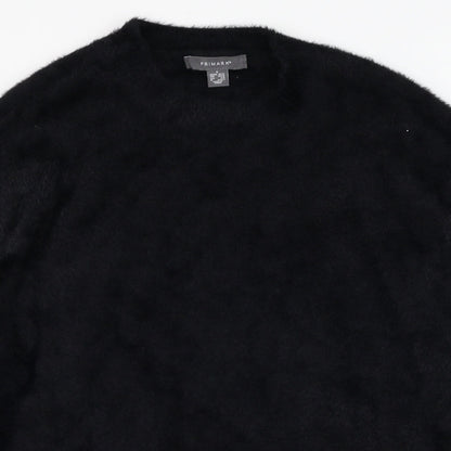 Close-up detail of Primark women’s black nylon pullover sweatshirt, size UK 10, pullover
