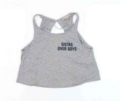 Womens UK Size S Pull&Bear Grey Basic Tank