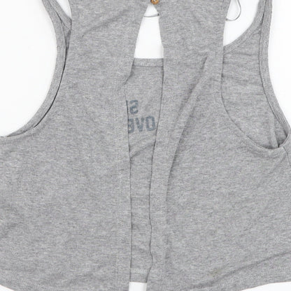 Womens UK Size S Pull&Bear Grey Basic Tank
