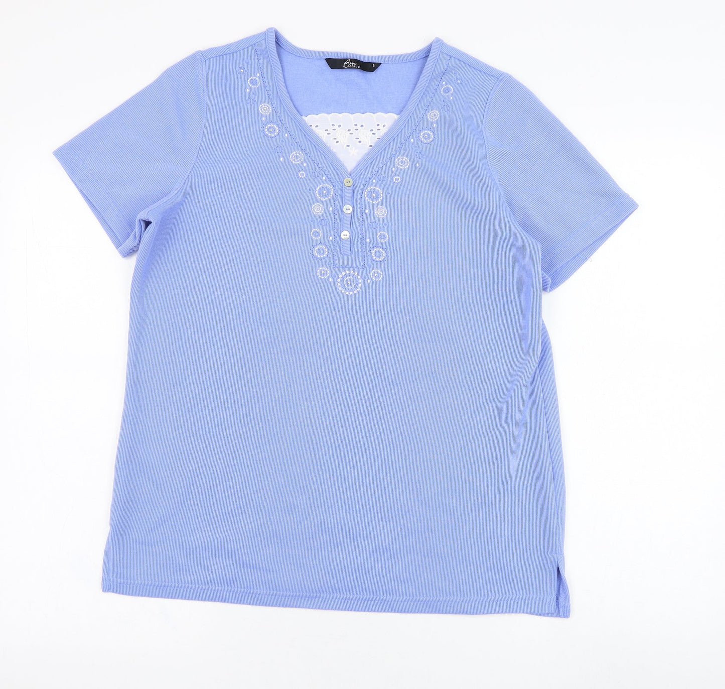Womens UK Size S BM Blue Basic T-Shirt