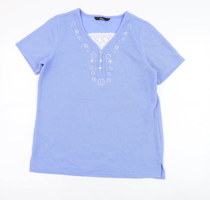 Womens UK Size S BM Blue Basic T-Shirt