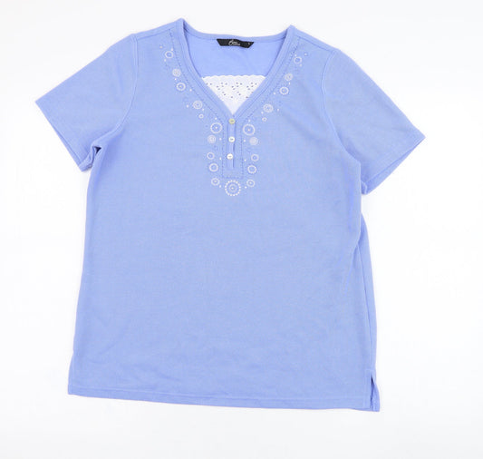 Womens UK Size S BM Blue Basic T-Shirt