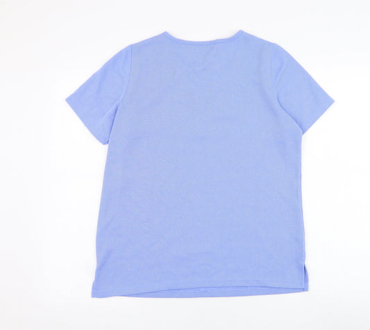 Womens UK Size S BM Blue Basic T-Shirt