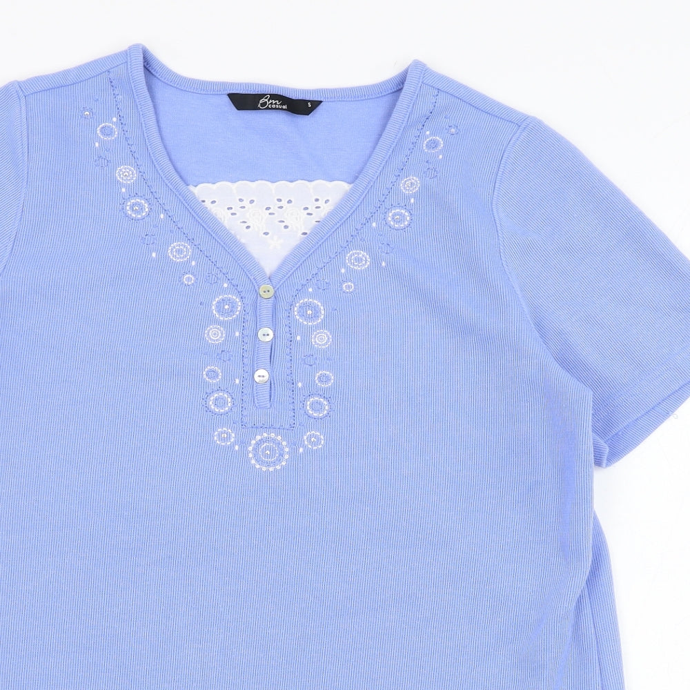 Womens UK Size S BM Blue Basic T-Shirt